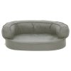 Cama para cães ergonómica 60x42 cm aspeto linho cinzento - Image 3