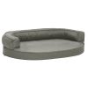 Cama para cães ergonómica 75x53 cm aspeto linho cinzento - Image 2