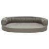 Cama para cães ergonómica 75x53 cm aspeto linho cinzento - Image 3