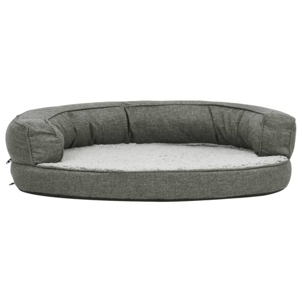 Cama para cães ergonómica 75x53cm aspeto linho pelúcia cinzento - Image 2