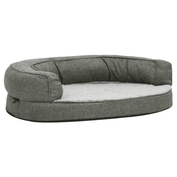 Cama para cães ergonómica 75x53cm aspeto linho pelúcia cinzento - Image 3