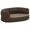 Cama para cães ergonómica 60x42cm aspeto linho pelúcia castanho - Image 2
