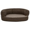 Cama para cães ergonómica 60x42cm aspeto linho pelúcia castanho - Image 3