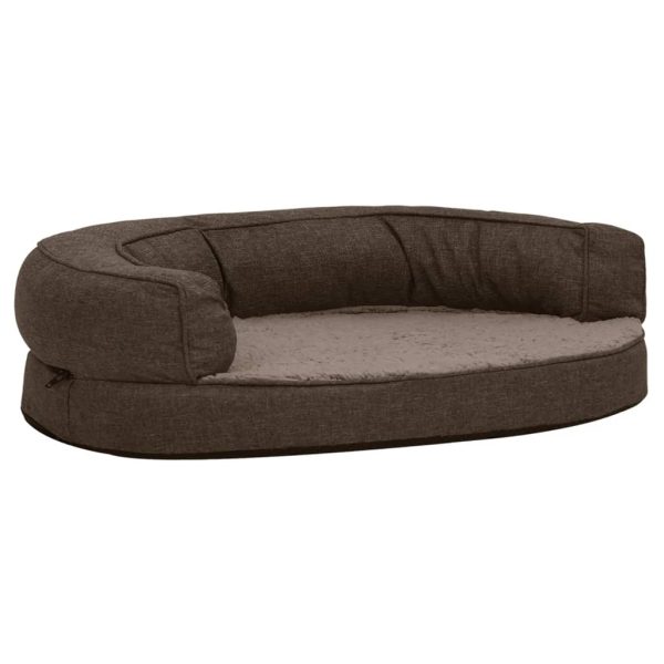 Cama para cães ergonómica 75x53cm aspeto linho pelúcia castanho - Image 2