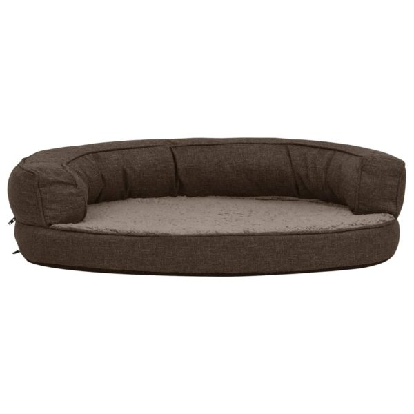 Cama para cães ergonómica 75x53cm aspeto linho pelúcia castanho - Image 3