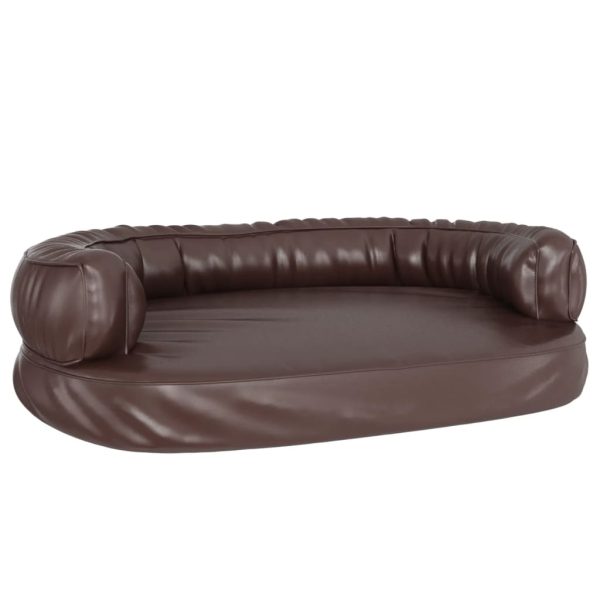 Cama p/ cães espuma ergonómico 88x65 cm couro artific. castanho - Image 2