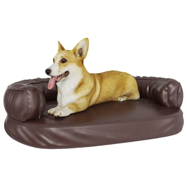 Cama p/ cães espuma ergonómico 88x65 cm couro artific. castanho - Image 3