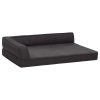Cama para cães ergonómica 60x42 cm aspeto linho pelúcia preto - Image 2