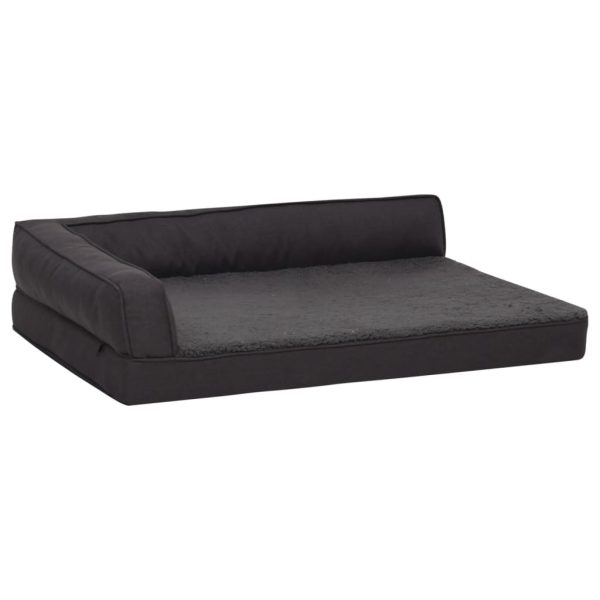 Cama para cães ergonómica 60x42 cm aspeto linho pelúcia preto - Image 2