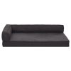 Cama para cães ergonómica 60x42 cm aspeto linho pelúcia preto - Image 3