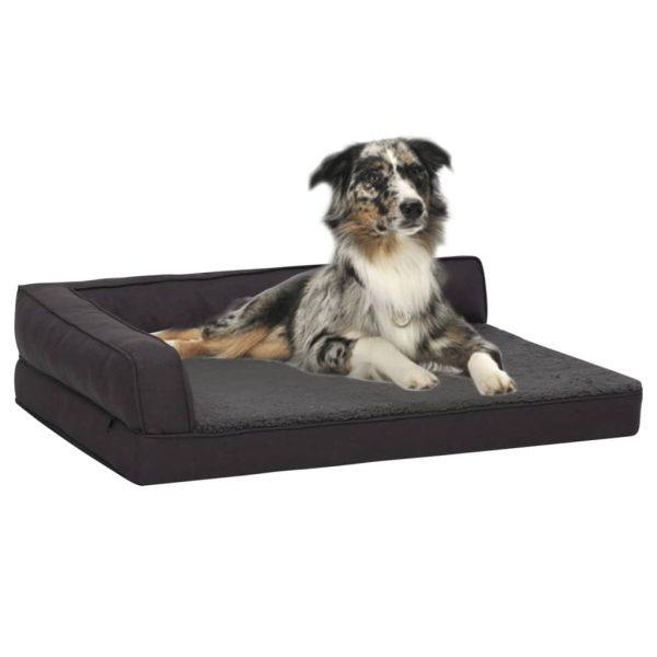 Cama para cães ergonómica 60x42 cm aspeto linho pelúcia preto