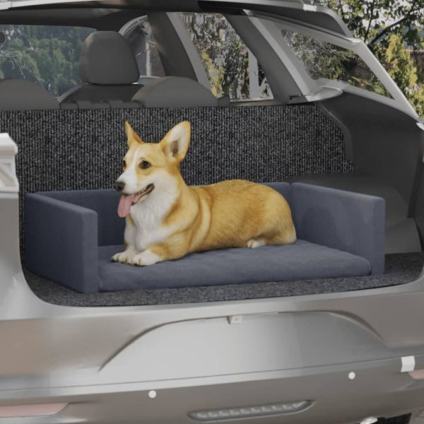 Cama/ninho para bagageira de carro 90x60 cm aspeto linho cinza