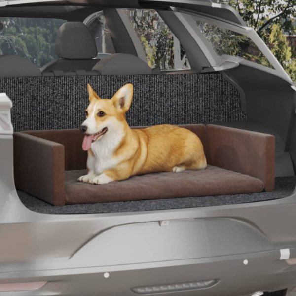 Cama/ninho bagageira de carro 110x70 cm aspeto linho castanho