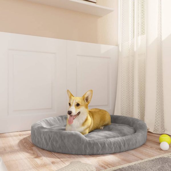 Cama para cães 90x70x23 cm pelúcia cinzento