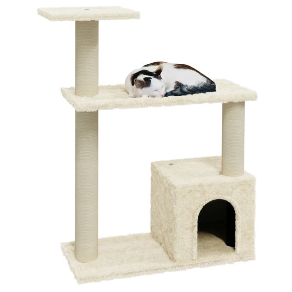 Árvore para gatos c/ postes arranhadores sisal 70 cm cor creme - Image 3