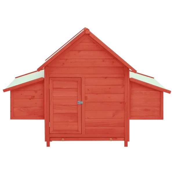 Galinheiro 152x96x110 cm abeto maciço vermelho e branco - Image 3