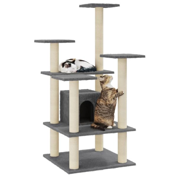 Árvore p/ gatos c/ postes arranhadores sisal 110cm cinza-escuro - Image 3