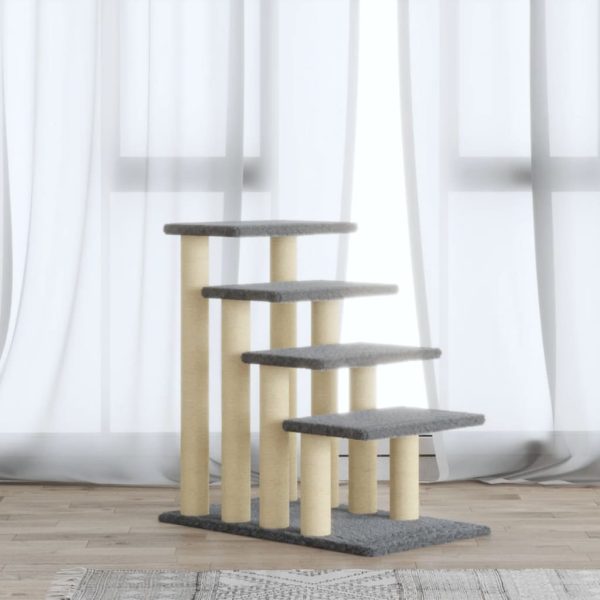 Árvore p/ gatos c/ postes arranhadores sisal 63 cm cinza-claro