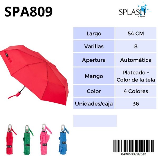 PARAGUAS SPLASH SRA PLEGABLE LISO COLORES