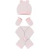 CONJUNTO DE GUANTES, GORRO Y BUFANDA PARA RECIÉN NACIDOS DE 0 A 6 MESES COLOR ROSA