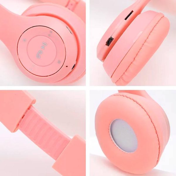 CASCOS AURICULARES OREJAS INALÁMBRICOS ROSA+CAJA - Image 2