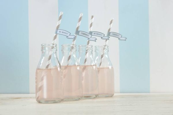 PACK DE 25 PAJITAS CON BANDERITAS VINTAGE