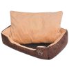 Cama p/ cães c/ almofada couro artificial PU tamanho M castanho