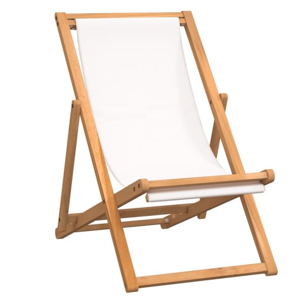 Cadeira de pátio em teca 56x105x96 cm creme - Image 2