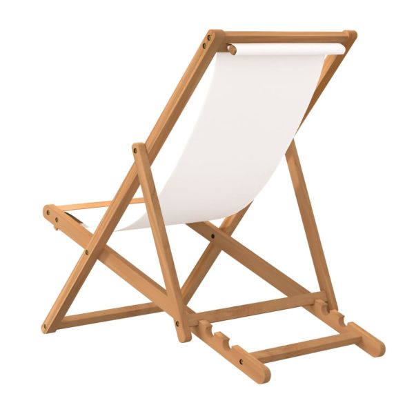 Cadeira de pátio em teca 56x105x96 cm creme - Image 5