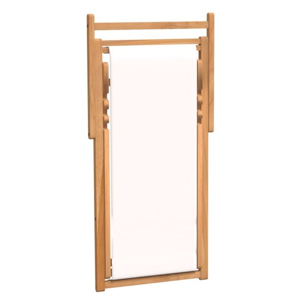 Cadeira de pátio em teca 56x105x96 cm creme - Image 6