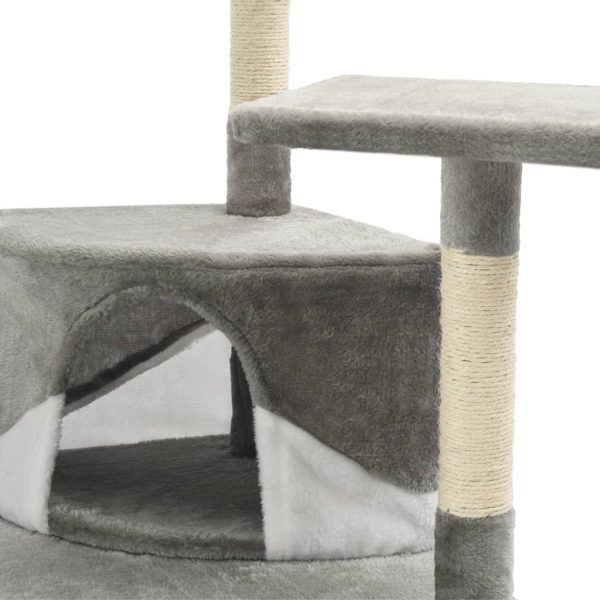 Árvore p/ gatos c/ postes arranhadores sisal 203cm cinza/branco - Image 6