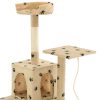 Árvore para gatos c/postes arranhadores sisal 120 cm bege - Image 5