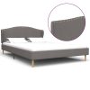 Estrutura de cama em tecido 140x200 cm cinzento-claro