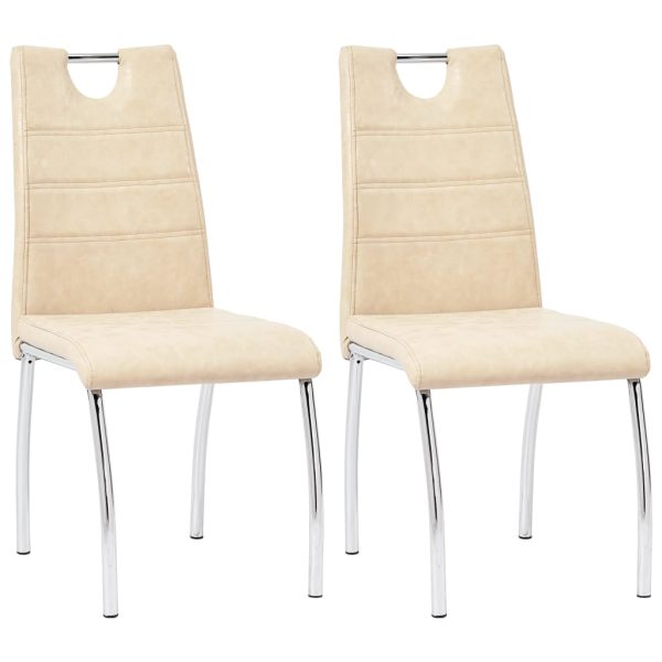 vidaXL Cadeiras de jantar 2 pcs couro artificial creme