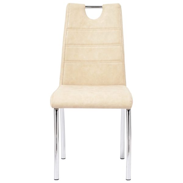 vidaXL Cadeiras de jantar 2 pcs couro artificial creme - Image 3