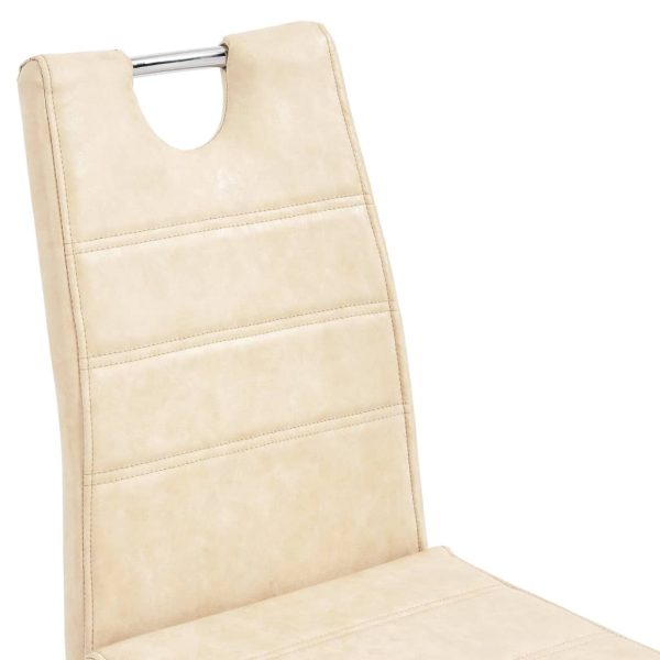 vidaXL Cadeiras de jantar 2 pcs couro artificial creme - Image 6