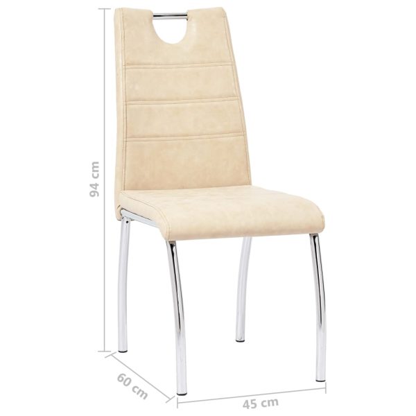 vidaXL Cadeiras de jantar 2 pcs couro artificial creme - Image 8