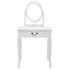 Toucador c/ banco 65x36x128 cm MDF e madeira paulownia branco - Image 3
