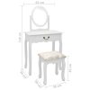 Toucador c/ banco 65x36x128 cm MDF e madeira paulownia branco - Image 10