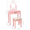 Toucador c/ banco 65x36x128 cm MDF e madeira de paulownia rosa - Image 10