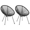 Cadeiras lua para jardim 2 pcs vime preto