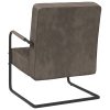 Cadeira cantilever veludo cinzento-claro - Image 4