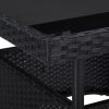 5 pcs conjunto de jantar para jardim vime PE e vidro preto - Image 4