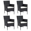 5 pcs conjunto de jantar para jardim vime PE e vidro preto - Image 5