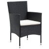 5 pcs conjunto de jantar para jardim vime PE e vidro preto - Image 6
