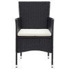5 pcs conjunto de jantar para jardim vime PE e vidro preto - Image 7