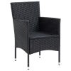 5 pcs conjunto de jantar para jardim vime PE e vidro preto - Image 8