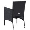 5 pcs conjunto de jantar para jardim vime PE e vidro preto - Image 10