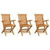 Cadeiras de jardim c/ almofadões branco nata 3 pcs teca maciça - Image 8