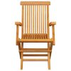 Cadeiras de jardim c/ almofadões branco nata 3 pcs teca maciça - Image 10